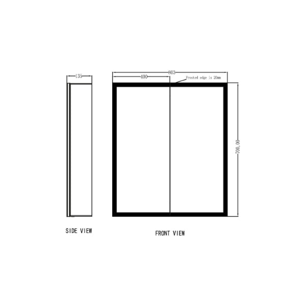 Fairford Mia Double Door Mirror Cabinet - 800mm X 700mm