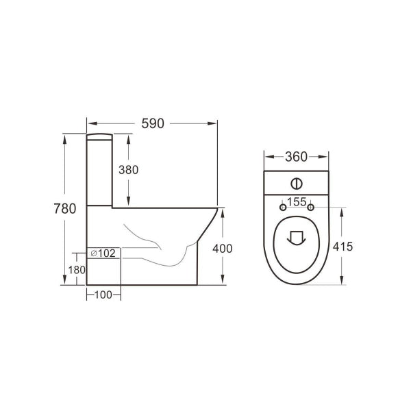 Fairford Paxton Rimless Closed Back Close Coupled Toilet with Slim Soft Close Seat
