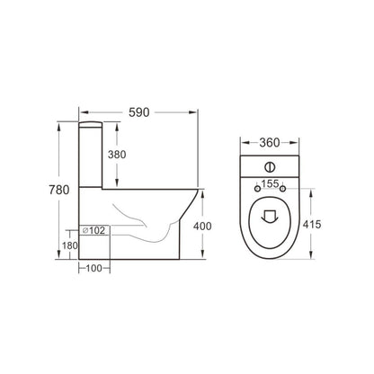 Fairford Paxton Rimless Closed Back Close Coupled Toilet with Slim Soft Close Seat