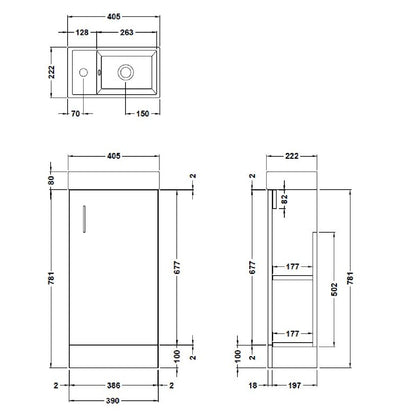 Fairford Minimalist 400mm Hacienda Black Floor Standing Vanity Unit