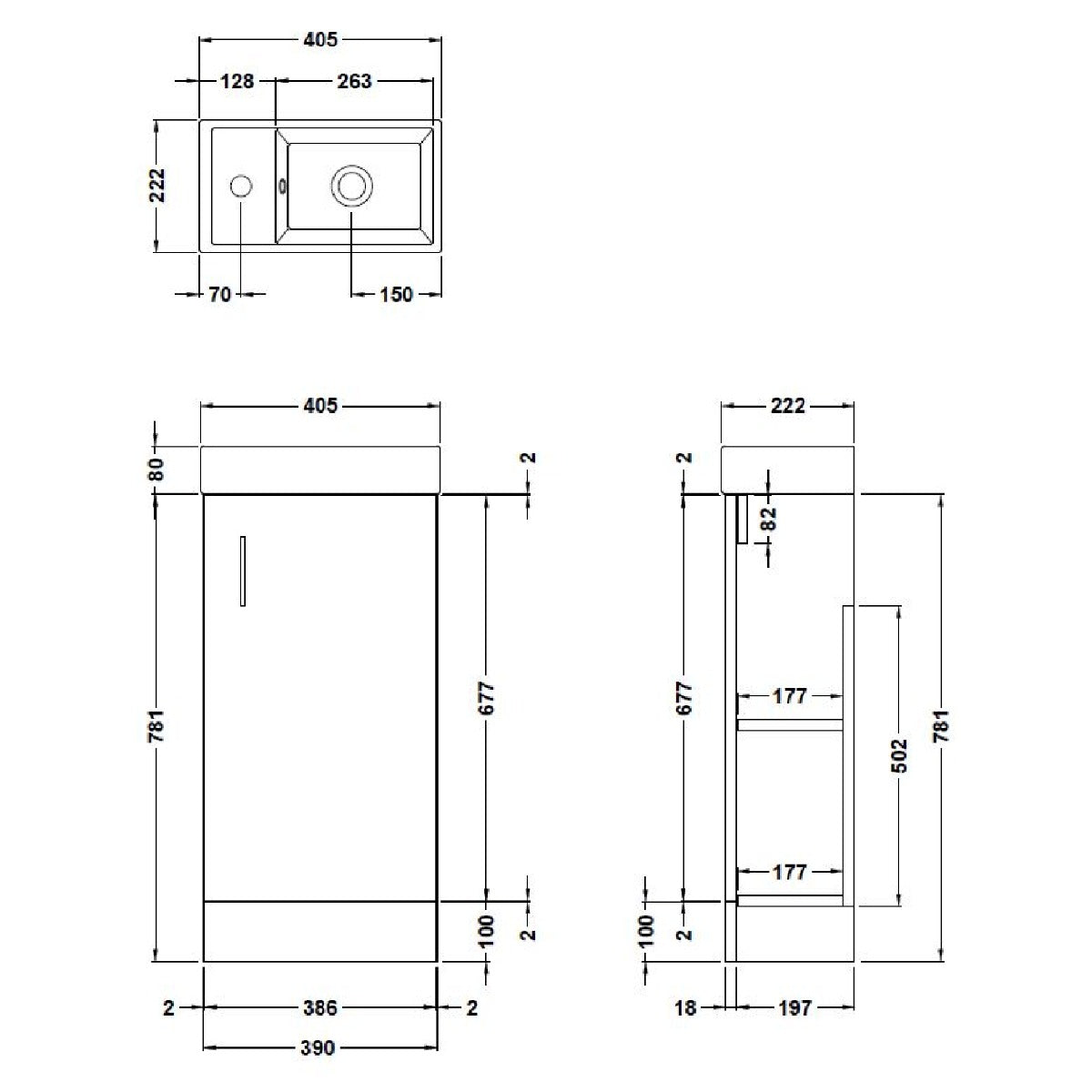 Fairford Minimalist 400mm Natural Oak Floor Standing Vanity Unit