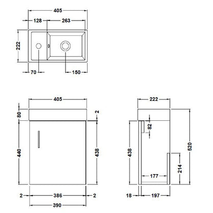 Fairford Minimalist 400mm Grey Avola Wall Hung Vanity Unit
