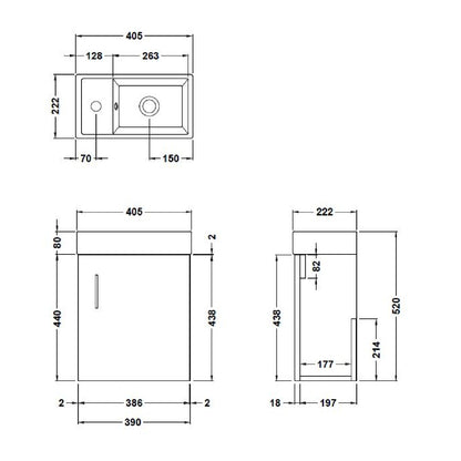 Fairford Minimalist 400mm Hacienda Black Wall Hung Vanity Unit