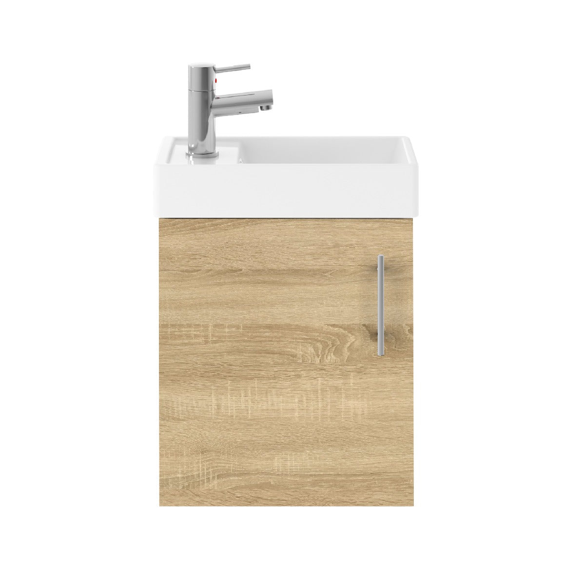 Fairford Minimalist 400mm Natural Oak Wall Hung Vanity Unit & Basin