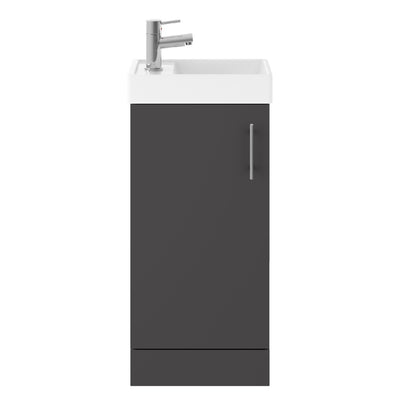 Fairford Minimalist 400mm Gloss Grey Floor Standing Vanity Unit