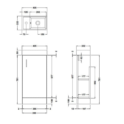 Fairford Minimalist 400mm Gloss Grey Floor Standing Vanity Unit