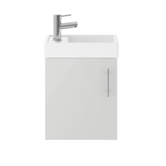 Fairford Minimalist 400mm Light Gloss Grey Wall Hung Vanity Unit