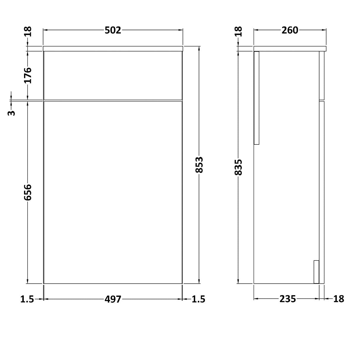 Fairford Carnation 500mm Natural Oak WC Unit
