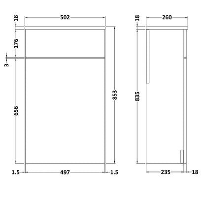 Fairford Carnation 500mm Natural Oak WC Unit