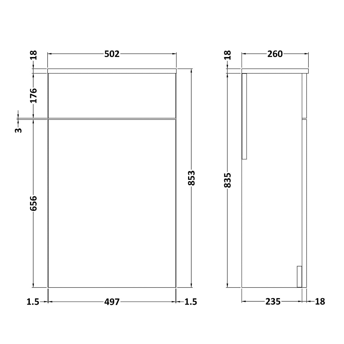 Fairford Carnation 500mm Grey Avola WC Unit