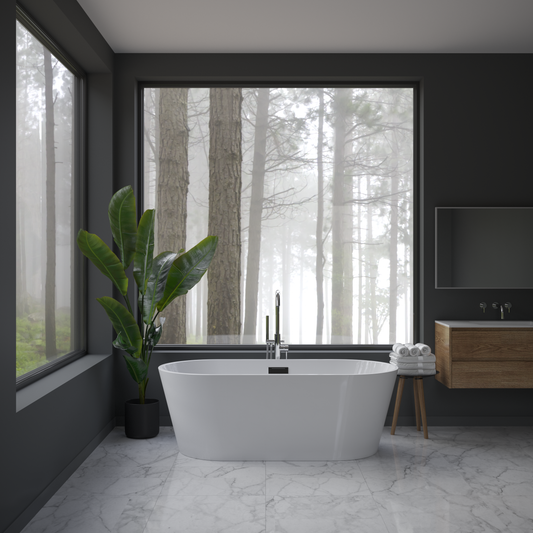 Rivato Modena 1500 x 750 x 580mm Gloss White Freestanding Shower Bath
