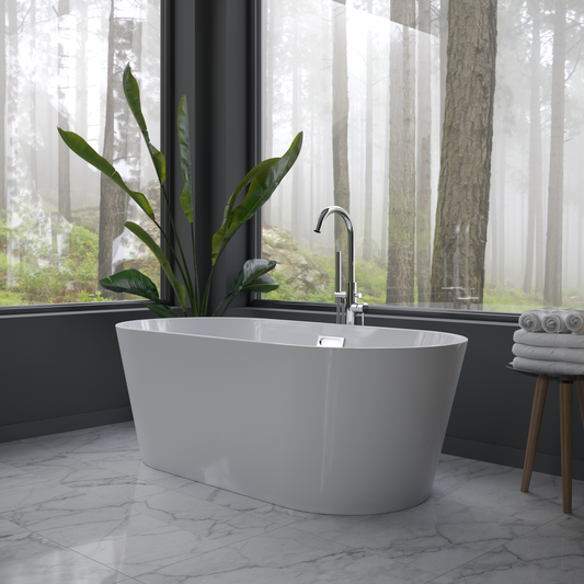 Rivato Modena 1600 x 750 x 580mm Gloss White Freestanding Shower Bath