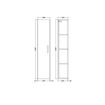 Fairford Aspri Satin Grey 300 x 1435mm Tall Unit