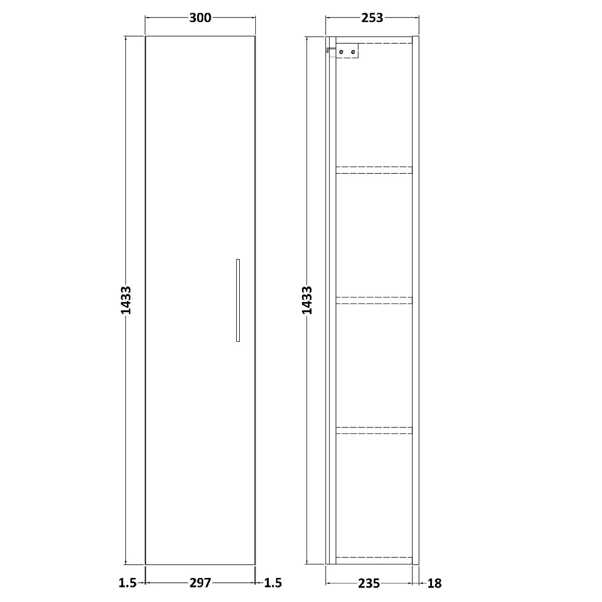 Fairford Aspri 2 300mm Satin Green Tall Unit