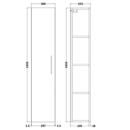 Fairford Aspri 2 300mm Satin Green Tall Unit
