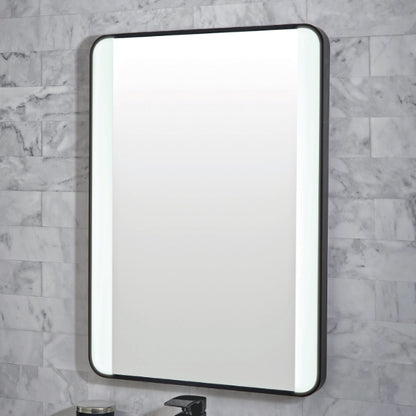 Fairford Mono Soft Square Mirror With Demister And Colour Change - 500mm X 700mm - Matt Black