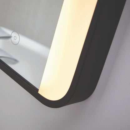 Fairford Mono Soft Square Mirror With Demister And Colour Change - 500mm X 700mm - Matt Black