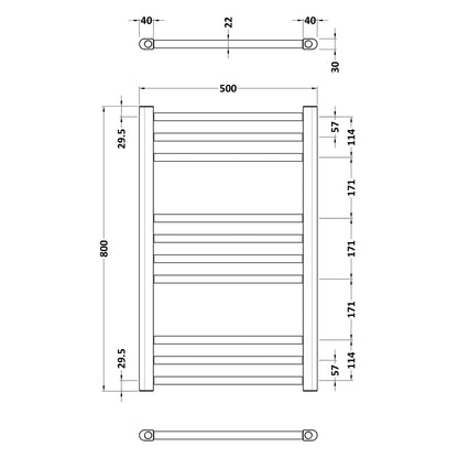 Fairford Brushed Brass 800 x 500mm Towel Rail