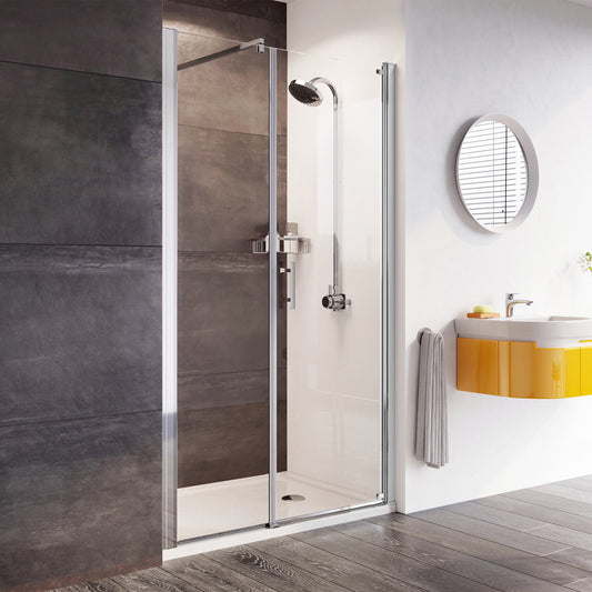 Fairford Pro 8 1400mm Frameless 8mm Pivot Shower Door with Inline Panel