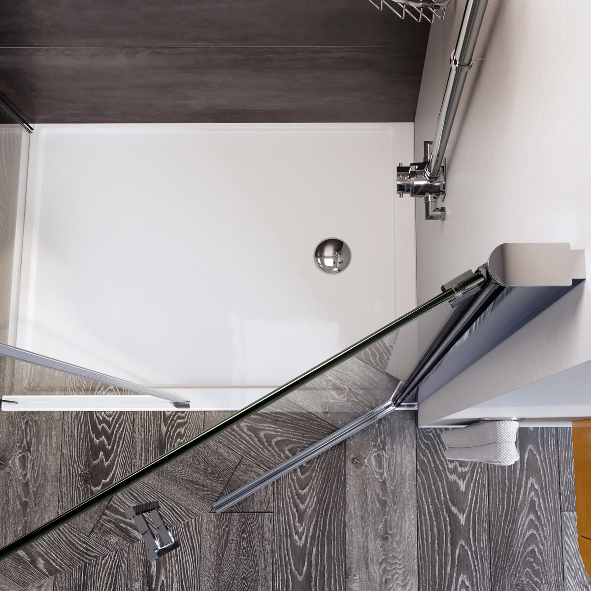 Fairford Pro 8 1400mm Frameless 8mm Pivot Shower Door with Inline Panel