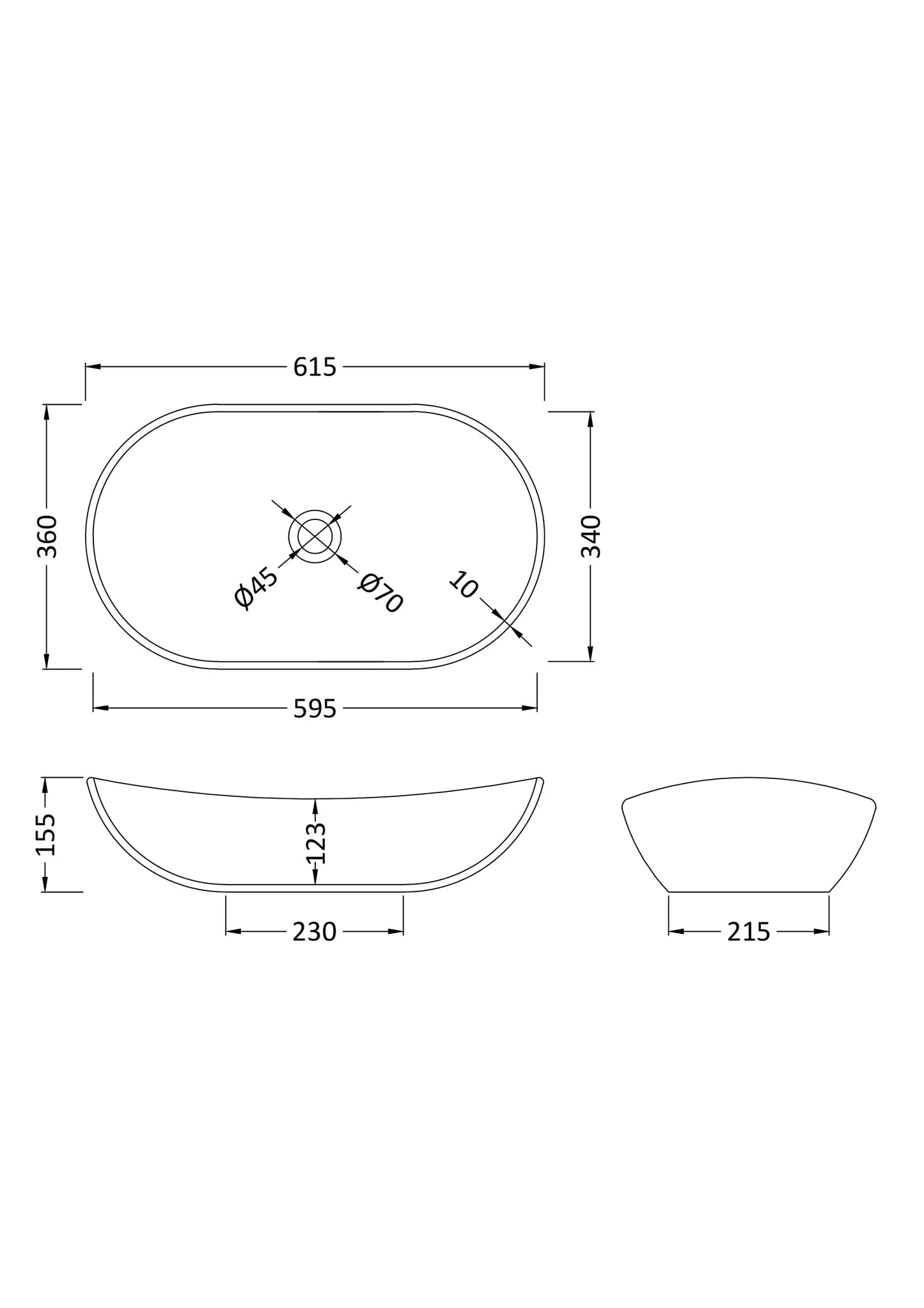 Fairford Neo 560mm Counter Top Basin - Gloss White