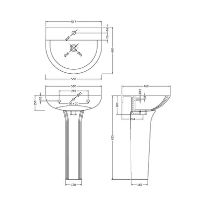 The Fairford Sierra 560mm Basin and Pedestal