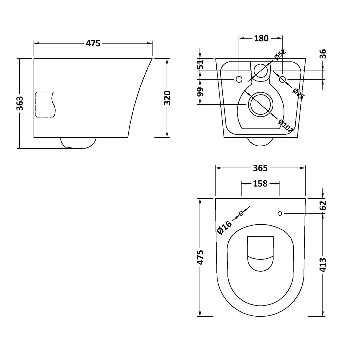 Fairford Sierra Wall Hung Toilet with Soft Close Seat