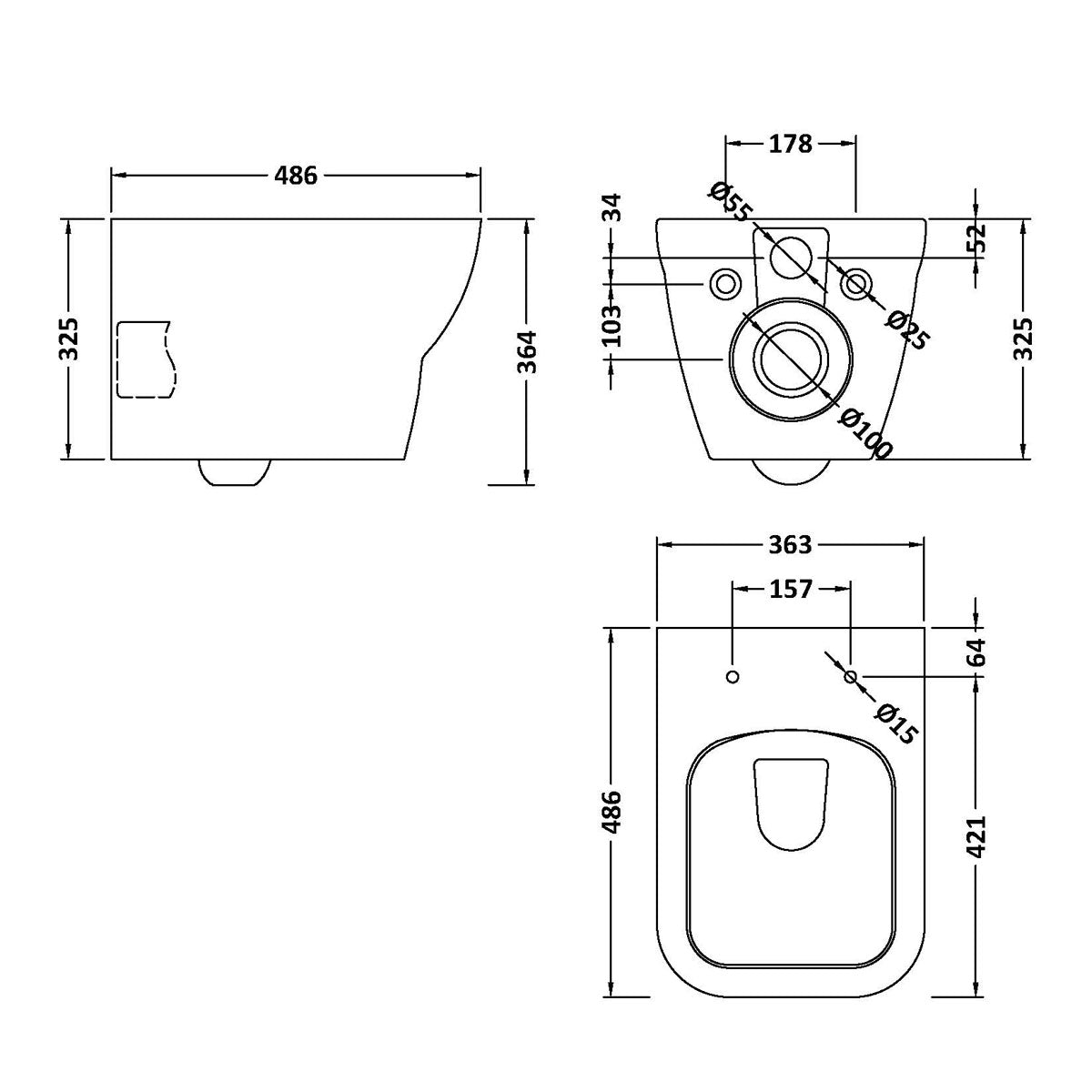 Dezine Cubo Stort Hung Toilet with Soft Close Seat