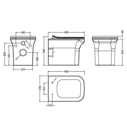 Fairford Grove Lip Wall Hung Toilet with Soft Close Seat