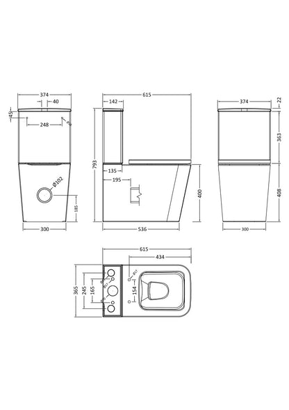 Fairford Grove Pure Rimless Close Coupled Toilet with Soft Close Seat