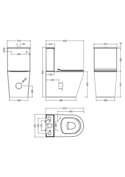 Fairford Sierra Pure Rimless Close Coupled Toilet with Soft Close Seat