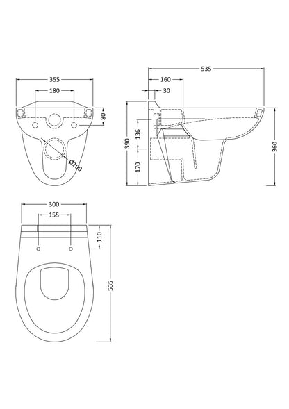 Fairford Duro Wall Hung Toilet