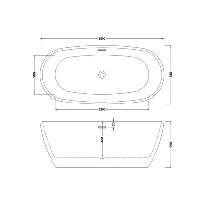 Fairford Palermo 1500 x 780 x 590mm Freestanding Bath