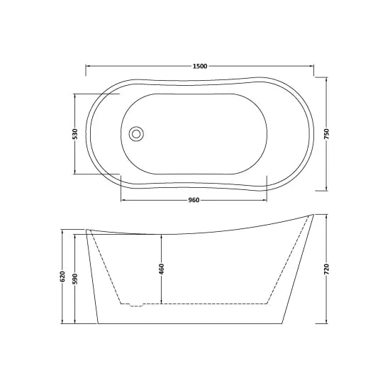 Fairford Verona 1500 x 750 x 720mm Freestanding Bath