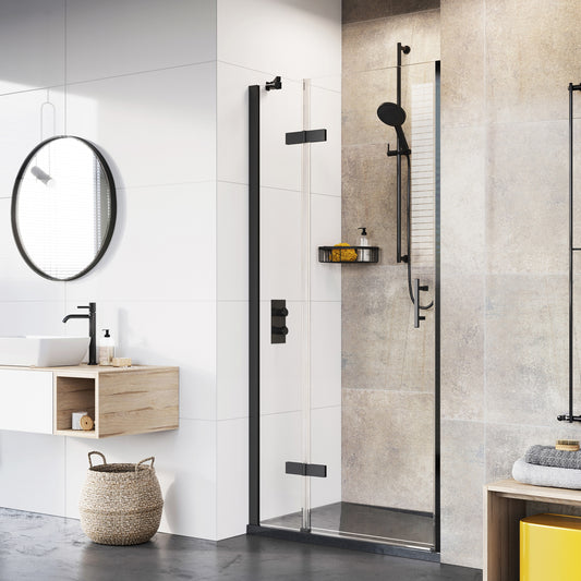Fairford Pro 8 Black 1000mm Frameless 8mm Hinged Shower Door