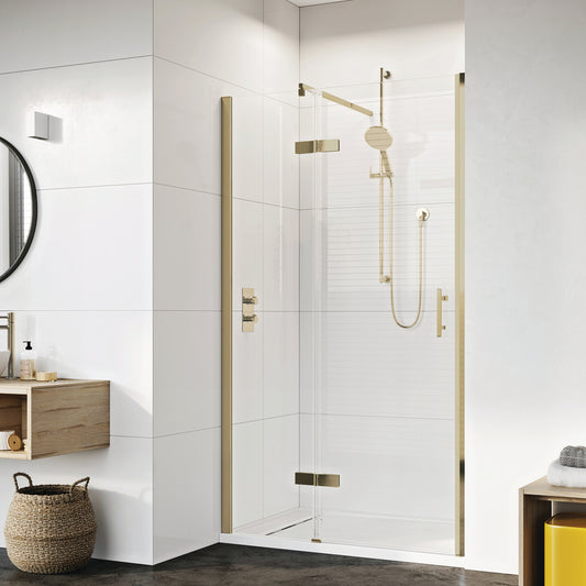 Fairford Pro 8 Brushed Brass 1200mm Frameless 8mm Hinged Shower Door