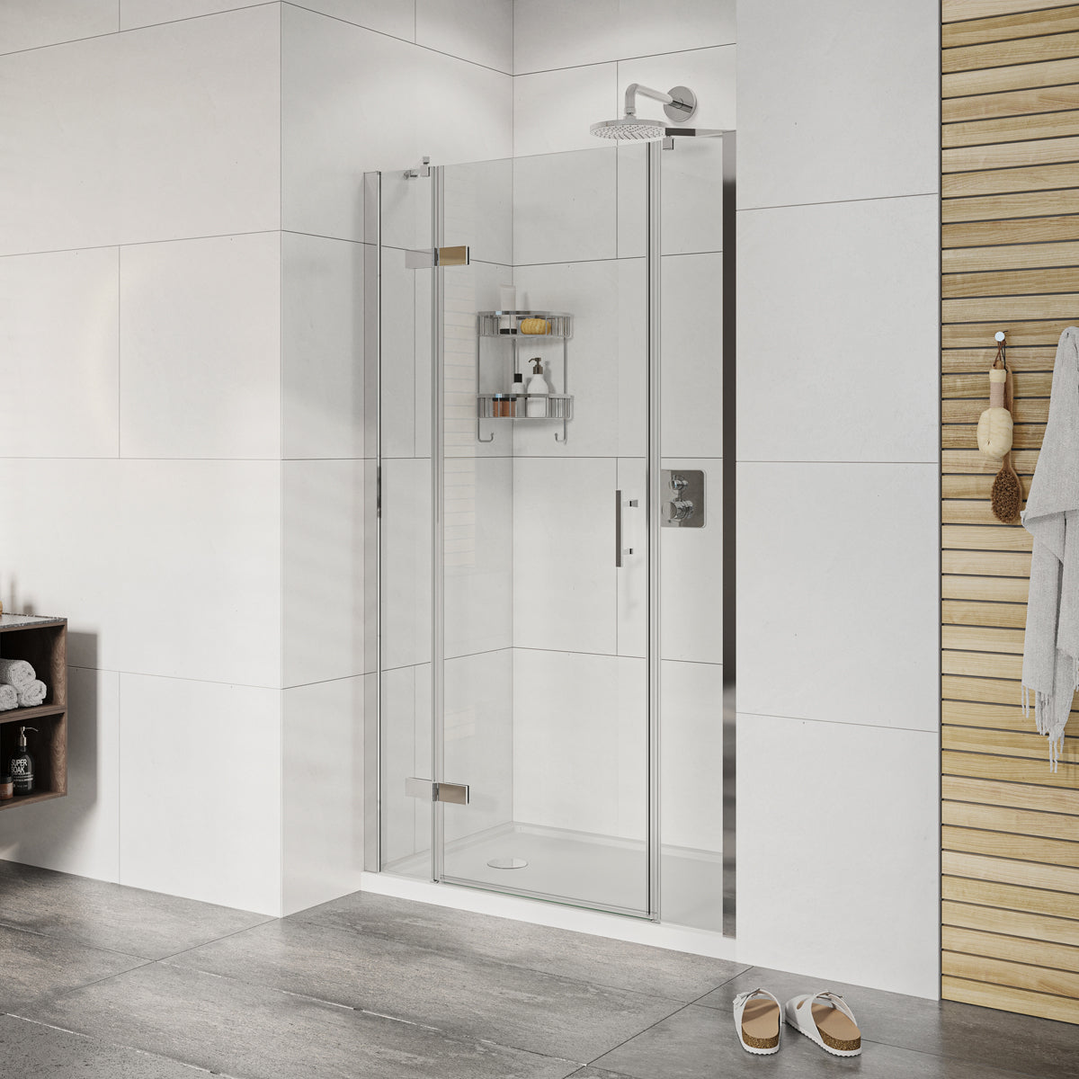 Fairford Pro 8 1400mm Frameless 8mm Hinged Shower Door with 2 Inline Panels
