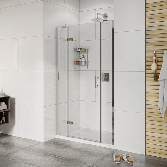 Fairford Pro 8 1400mm Frameless 8mm Hinged Shower Door with 2 Inline Panels