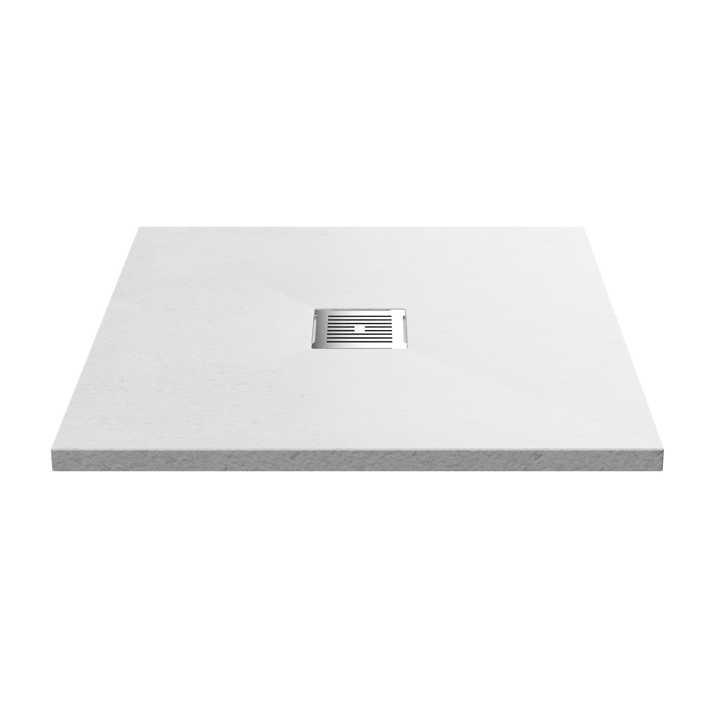 Fairford Square White Slate Shower Tray, Center Waste-800mm x 800mm