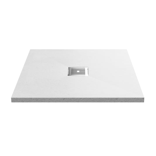 Fairford Square White Slate Shower Tray, Center Waste-800mm x 800mm