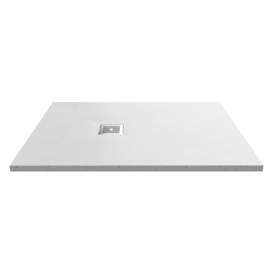 Fairford Rectangular White Slate Shower Tray, Center Waste-1200mm x 900mm