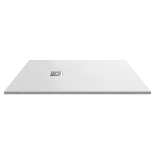 Fairford Rectangular White Slate Shower Tray, Center Waste-1400mm x 900mm