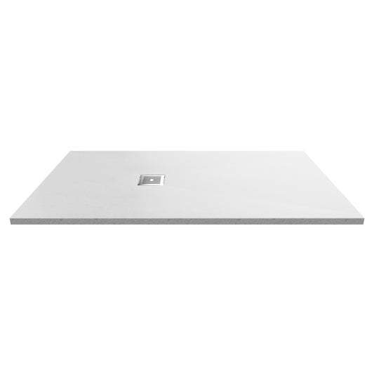 Fairford Rectangular White Slate Shower Tray, Center Waste-1600mm x 900mm
