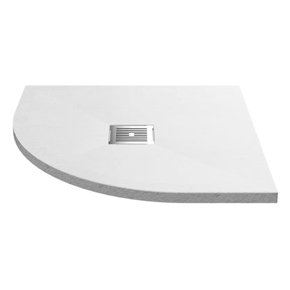 Fairford Quadrant White Slate Shower Tray, Center Waste-800mm x 800mm