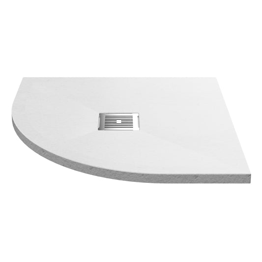 Fairford Quadrant White Slate Shower Tray, Center Waste-800mm x 800mm