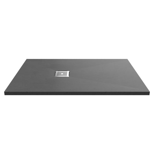 Fairford Rectangular Grey Slate Shower Tray, Center Waste-1200mm x 800mm