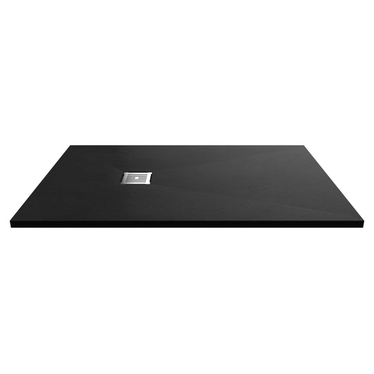 Fairford Rectangular Black Slate Shower Tray, Center Waste-1400mm x 900mm