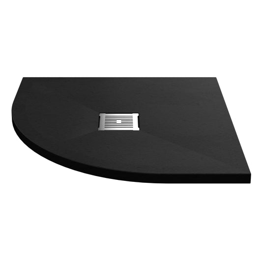 Fairford Quadrant Black Slate Shower Tray, Center Waste-800mm x 800mm