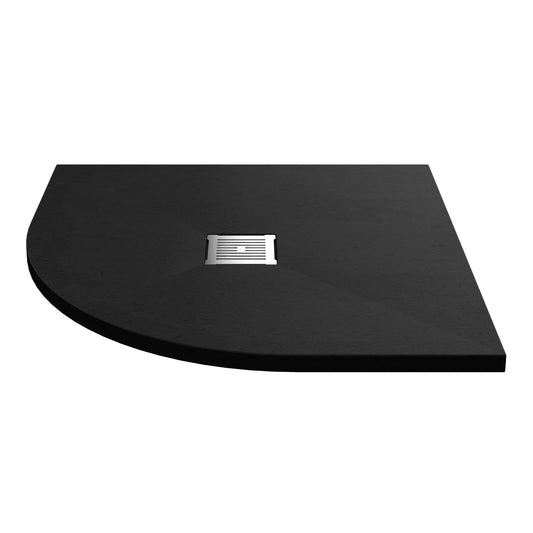 Fairford Quadrant Black Slate Shower Tray, Center Waste-900mm x 900mm