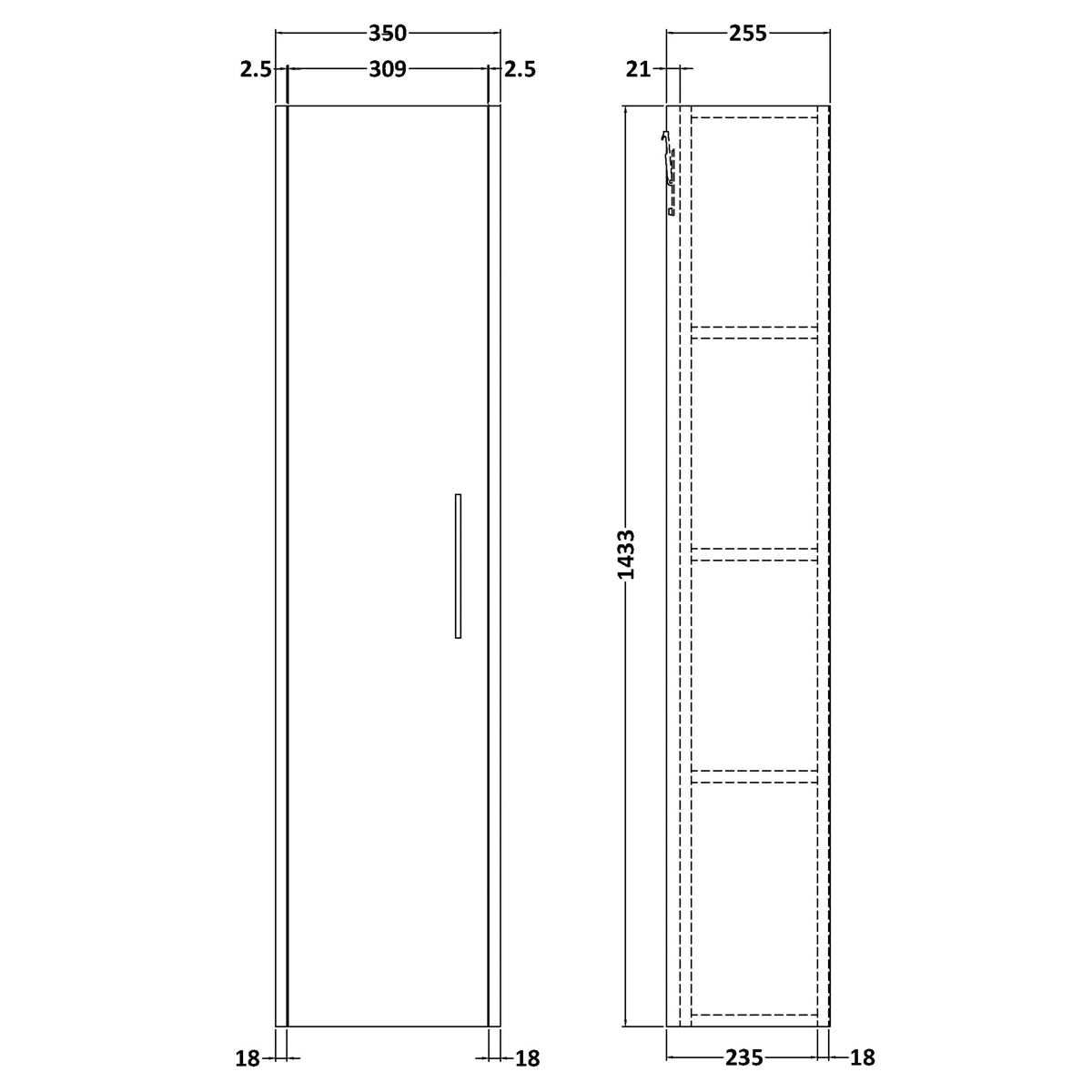 Fairford Anika 350mm Matt Blue Tall Unit